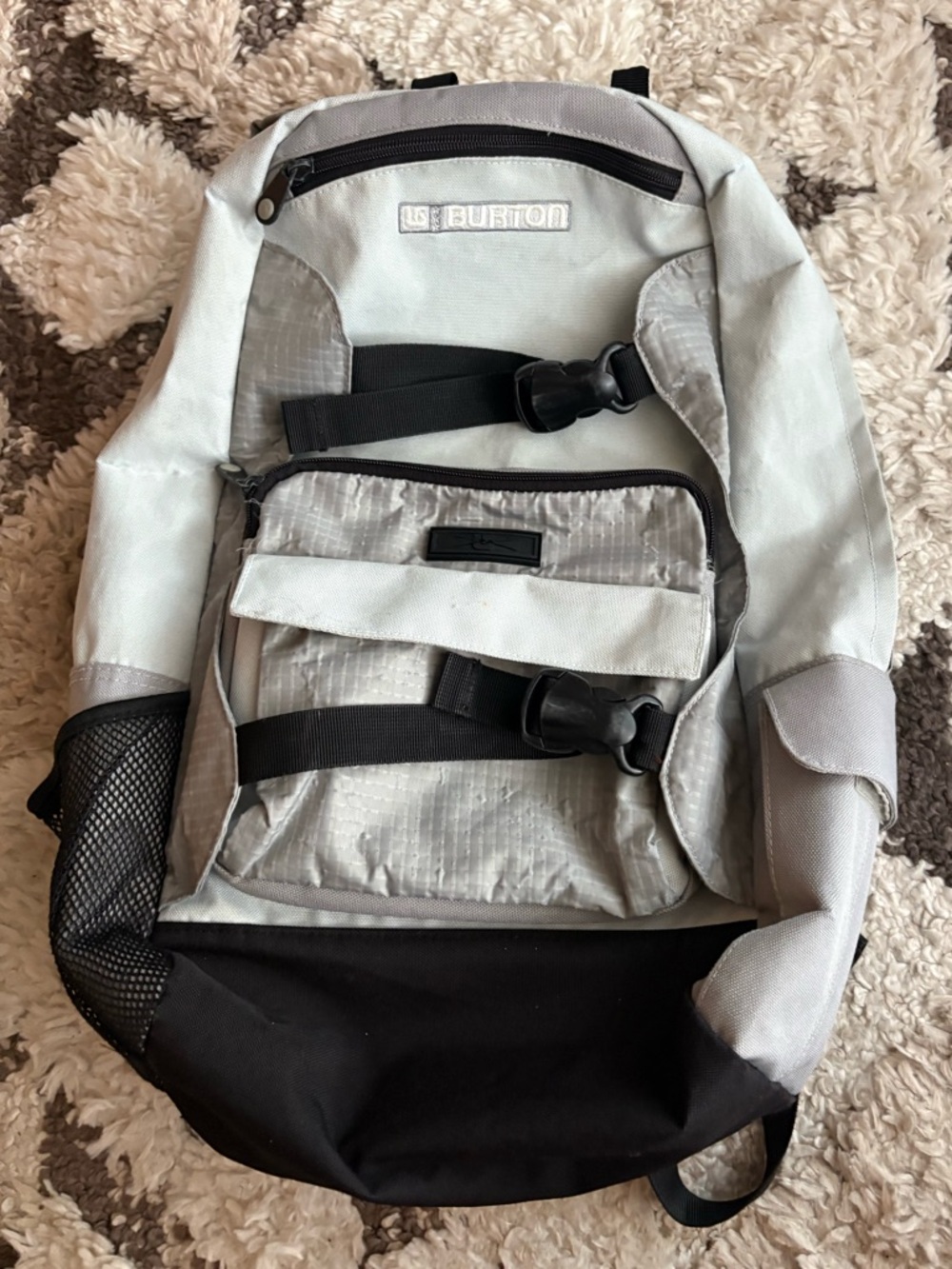 Burton Light Gray and Black Men's Backpack with Front Straps